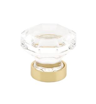 Emtek 86010US4 Crystal & Porcelain Old Town 1" Clear Crystal Cabinet Knob with Brass Base in Satin Brass