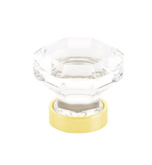 Emtek 86010US3NL Crystal & Porcelain Old Town 1" Clear Crystal Cabinet Knob with Brass Base in Unlacquered Brass