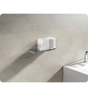 Fleurco VMODSGP-80-T Veritas Mod 9 1/4" Wall Mount Square Shelf with Square Tumbler and Soap Dispenser