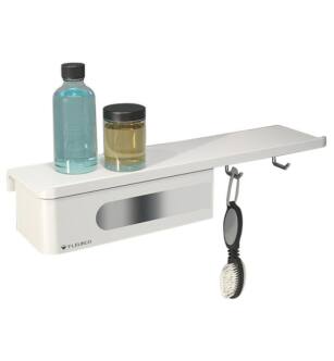 Fleurco VEH1805-18-11 Eloquence 17 3/4" Wall Mount Shelf with Drawer and Hook in Chrome/White