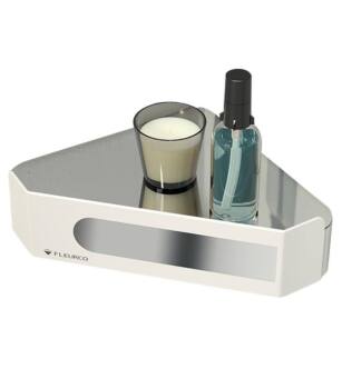 Fleurco VEC0808-18-11 Eloquence 11" Wall Mount Corner Shelf with Drawer in Chrome/White