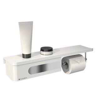 Fleurco VE1805-18-11 Eloquence 17 3/4" Wall Mount Shelf with Drawer and Toilet Paper Holder in Chrome/White