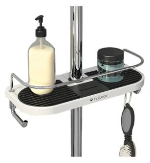 Fleurco VDH1105-18-11 Domus 11" Shower Shelf with Adapter and Hook in Chrome/White