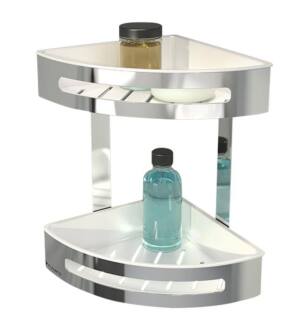 Fleurco VAC20808-18-11 Aura 8 1/8" Wall Mount Corner Double Shower Basket in Chrome/White