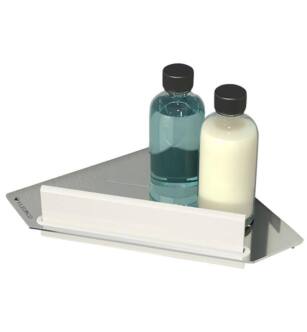 Fleurco VCC0808-18-11 Claro 8 1/4" Wall Mount Corner Shelf with Squeegee in Chrome/White