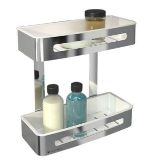 Fleurco VA21105-18-11 Aura 11 3/8" Wall Mount Double Shower Basket in Chrome/White