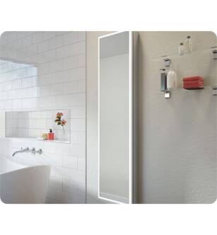 Fleurco MCHS1560-14 Luna 60" Wall Mount/Recessed Halo Tall View LED Single Panel Medicine Cabinet in Sandblasted Aluminum