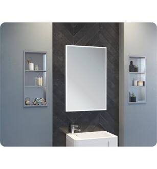 Fleurco MCHS2436-14 Luna 36 3/8" Wall Mount/Recessed Halo Single View LED Medicine Cabinet in Sandblasted Aluminum