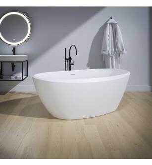 Fleurco BTGI6633-18 Gia 66 3/8" Oval Free Standing Solid Surface Soaking Bathtub in Matte White