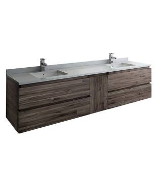 Fresca FCB31-361236ACA Formosa 84" Wall Hung Double Sink Modern Bathroom Cabinet in Acacia