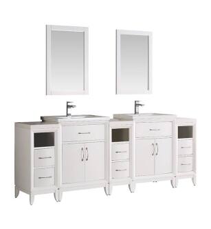 Fresca FCB21-84WH Cambridge 84" White Double Sink Traditional Bathroom Vanity