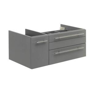 Fresca FCB6136GR-VSL-R Lucera 36" Gray Wall Hung Vessel Sink Modern Bathroom Cabinet - Right Version
