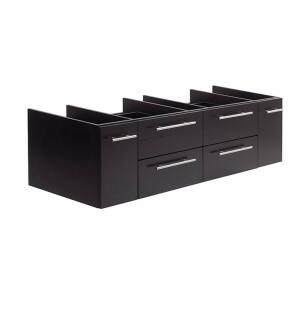 Fresca FCB6160ES-VSL Lucera 60" Espresso Wall Hung Single Vessel Sink Modern Bathroom Cabinet