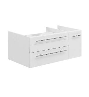 Fresca FCB6136WH-VSL-L Lucera 36" White Wall Hung Vessel Sink Modern Bathroom Cabinet - Left Version