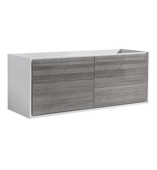 Fresca FCB9260HA-D Catania 60" Ash Gray Wall Hung Double Sink Modern Bathroom Cabinet