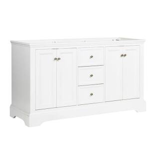 Fresca FCB2460WHM Windsor 60" Matte White Traditional Double Sink Bathroom Cabinet