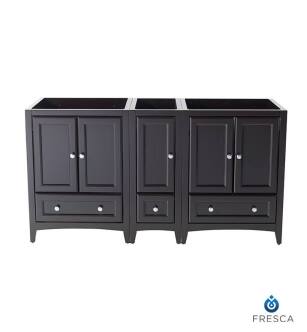 Fresca FCB20-241224ES Oxford 60" Espresso Traditional Double Sink Bathroom Cabinets