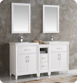 Fresca FCB21-241224WH Cambridge 60" White Double Sink Traditional Bathroom Vanity