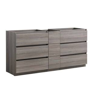 Fresca FCB93-301230MGO-D Lazzaro 72" Gray Wood Free Standing Double Sink Modern Bathroom Cabinet