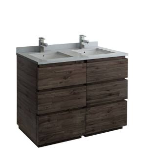 Fresca FCB31-2424ACA-FC Formosa 48" Floor Standing Double Sink Modern Bathroom Cabinet in Acacia