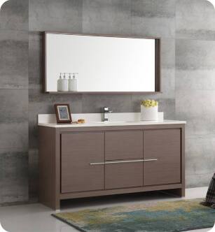 Fresca FVN8119GO-S Allier 60" Gray Oak Modern Single Sink Bathroom Vanity with Mirror