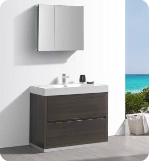 Fresca FVN8442GO Valencia 40" Gray Oak Free Standing Modern Bathroom Vanity with Medicine Cabinet