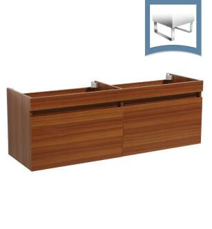Fresca FCB8040TK Largo 57" Teak Modern Double Sink Bathroom Cabinet