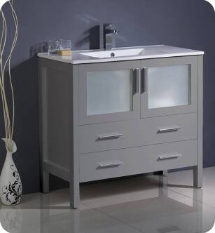 Fresca FCB6236GR-I Torino 36" Grey Modern Bathroom Cabinet with Integrated Sink