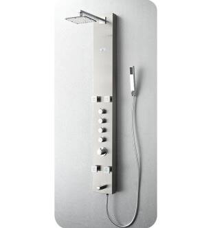 Fresca FSP8001BS Pavia Shower Massage Panel with Thermostatic Valve and Stainless Steel Body in Brushed Silver