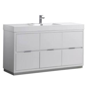 Fresca FCB8460WH-I Valencia 60" Glossy White Free Standing Modern Bathroom Vanity