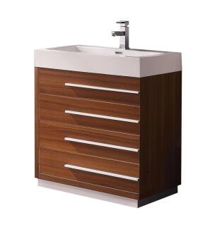 Fresca FCB8030TK-I Livello 30" Teak Modern Bathroom Cabinet with Integrated Sink
