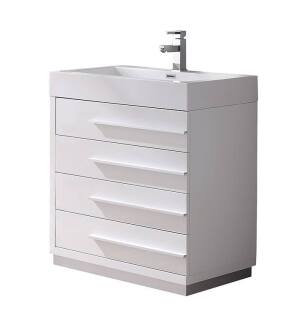 Fresca FCB8030WH-I Livello 30" White Modern Bathroom Cabinet with Integrated Sink