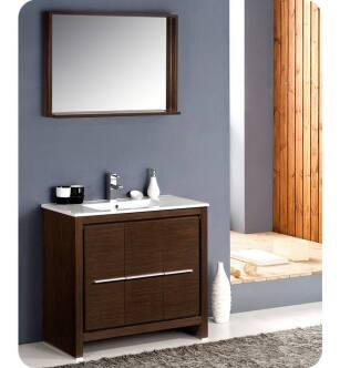 Fresca FVN8136WG Allier 36" Modern Bathroom Vanity with Mirror in Wenge Brown
