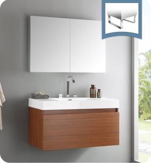 Fresca FVN8010TK Mezzo 40" Teak Modern Bathroom Vanity with Medicine Cabinet