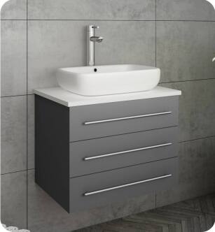 Fresca FCB6185GR-VSL-I Modella 24" Gray Wall Hung Modern Bathroom Cabinet with Top & Vessel Sink