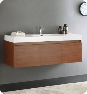 Fresca FCB8041TK-I Mezzo 60" Teak Modern Bathroom Vanity with Integrated Sink