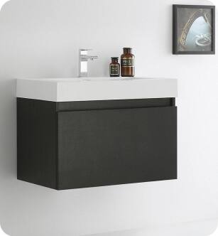 Fresca FCB8007BW-I Mezzo 30" Black Modern Bathroom Vanity with Integrated Sink