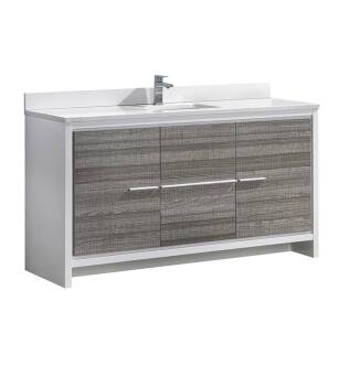 Fresca FCB8119HA-S-CWH-U Allier Rio 60" Ash Gray Single Sink Modern Bathroom Vanity with Top & Sink