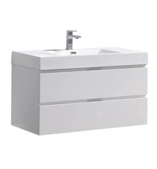 Fresca FCB8342WH-I Valencia 40" Glossy White Wall Hung Modern Bathroom Vanity