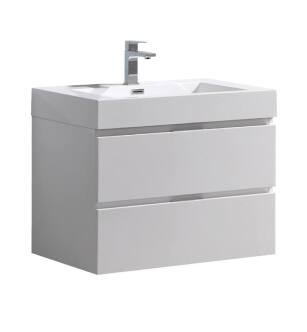 Fresca FCB8330WH-I Valencia 30" Glossy White Wall Hung Modern Bathroom Vanity