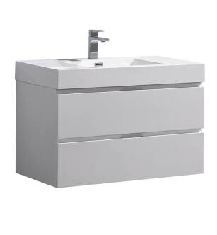 Fresca FCB8336WH-I Valencia 36" Glossy White Wall Hung Modern Bathroom Vanity