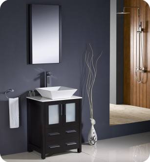Fresca FVN6224ES-VSL Torino 24" Modern Bathroom Vanity with Vessel Sink in Espresso