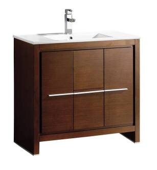 Fresca FCB8136WG-I Allier 36" Wenge Brown Modern Bathroom Cabinet with Sink