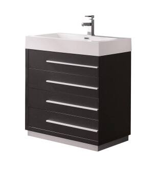 Fresca FCB8030BW-I Livello 30" Black Modern Bathroom Cabinet with Integrated Sink