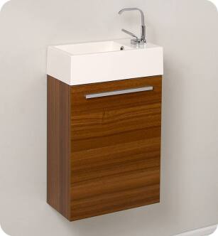 Fresca FCB8002TK-I Pulito 16" Small Teak Modern Bathroom Vanity with Integrated Sink