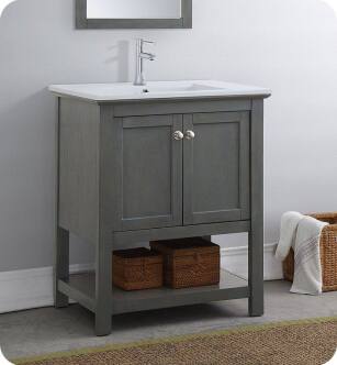 Fresca FCB2305VG-I Manchester Regal 30" Gray Wood Veneer Traditional Bathroom Vanity