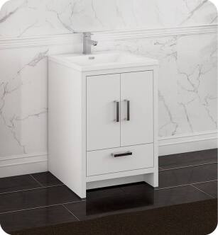 Fresca FCB9424WH-I Imperia 24" Glossy White Free Standing Modern Bathroom Cabinet with Integrated Sink