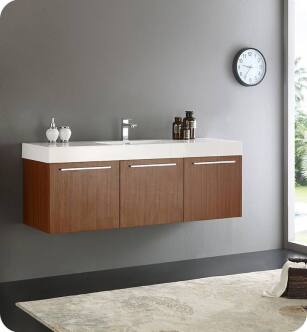 Fresca FCB8093TK-I Vista 60" Teak Modern Bathroom Vanity with Integrated Single Sink