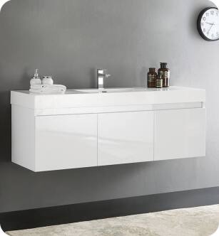 Fresca FCB8041WH-I Mezzo 60" White Modern Bathroom Vanity with Integrated Sink