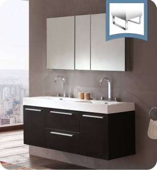 Fresca FVN8013BW Opulento 54" Black Modern Double Sink Bathroom Vanity